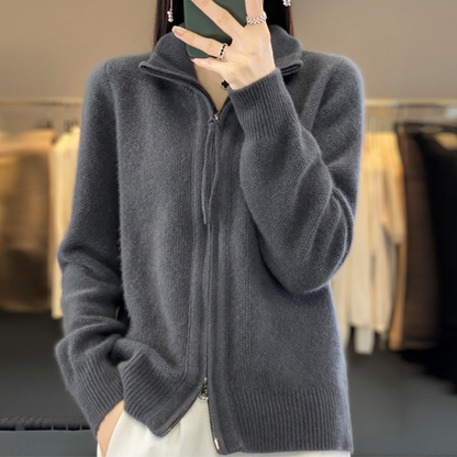 Fiona™ Wool Cashmere Zip-up Cardigan