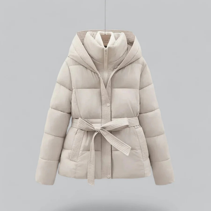 Women's Cozy Hooded Puffer Jacket with Belt | Winter Essential