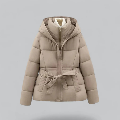Women's Cozy Hooded Puffer Jacket with Belt | Winter Essential