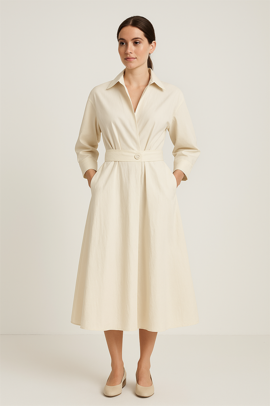 Enora Women's Cotton Shirt Dress with Relaxed Fit - Navenport
