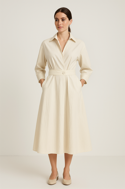 Enora Women's Cotton Shirt Dress with Relaxed Fit - Navenport