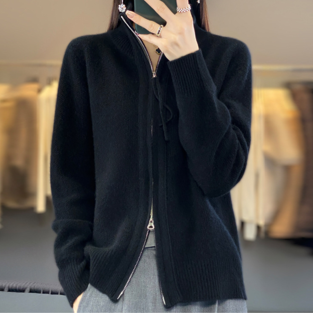 Fiona™ Wool Cashmere Zip-up Cardigan