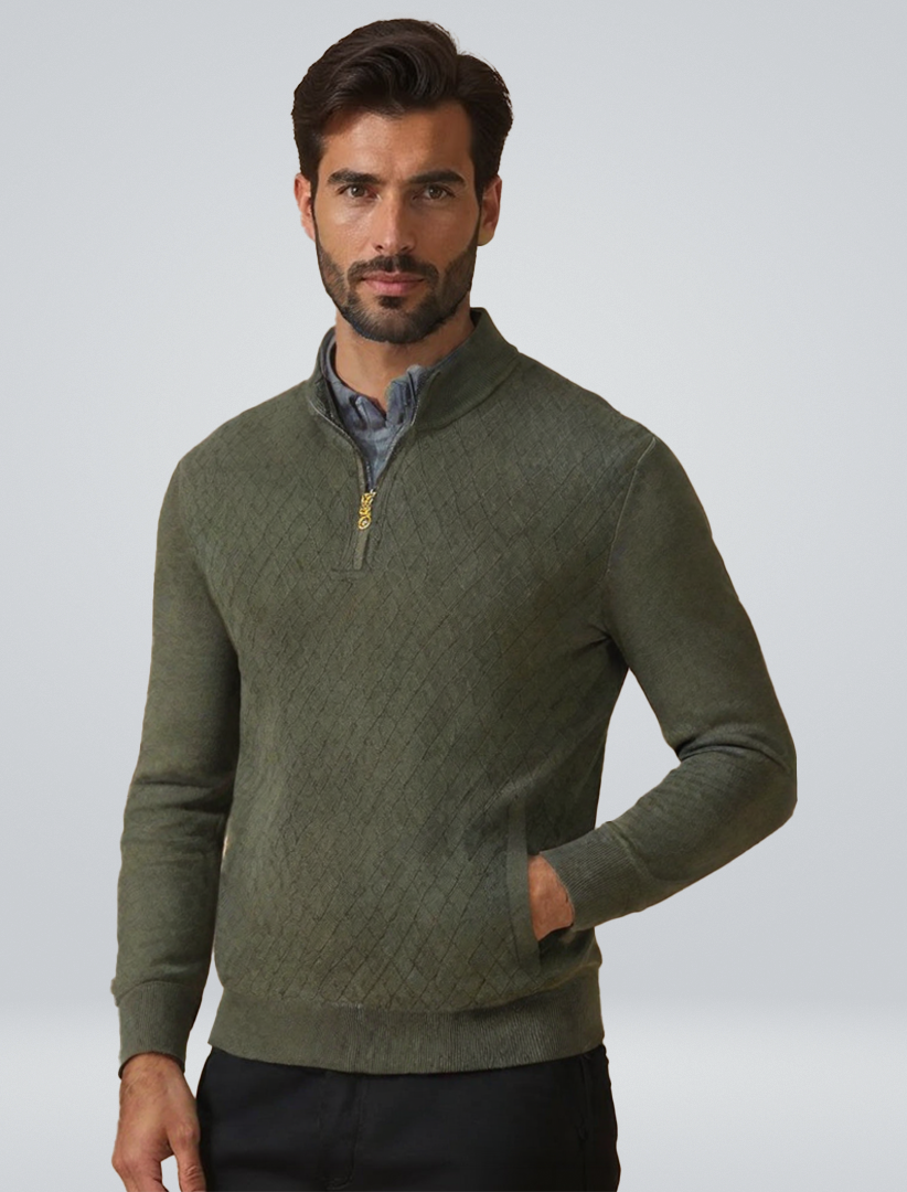 Men's Lightweight Quarter Zip Sweater – Stylish Knit Jumper - Navenport