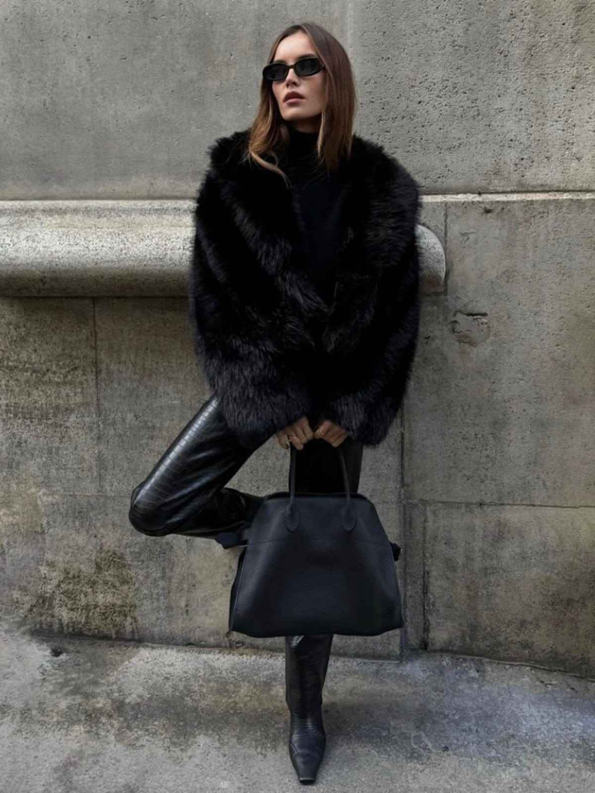 Women's Black Faux Fur Coat
