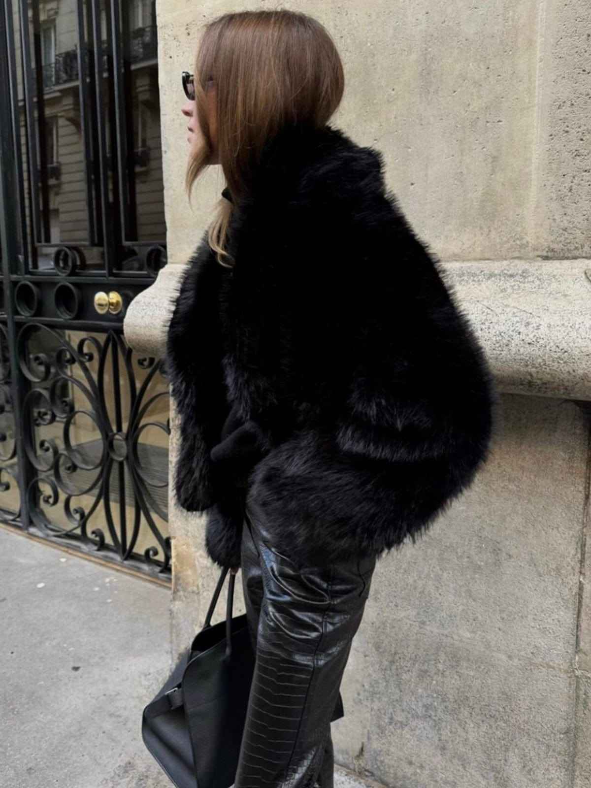 Women's Black Faux Fur Coat