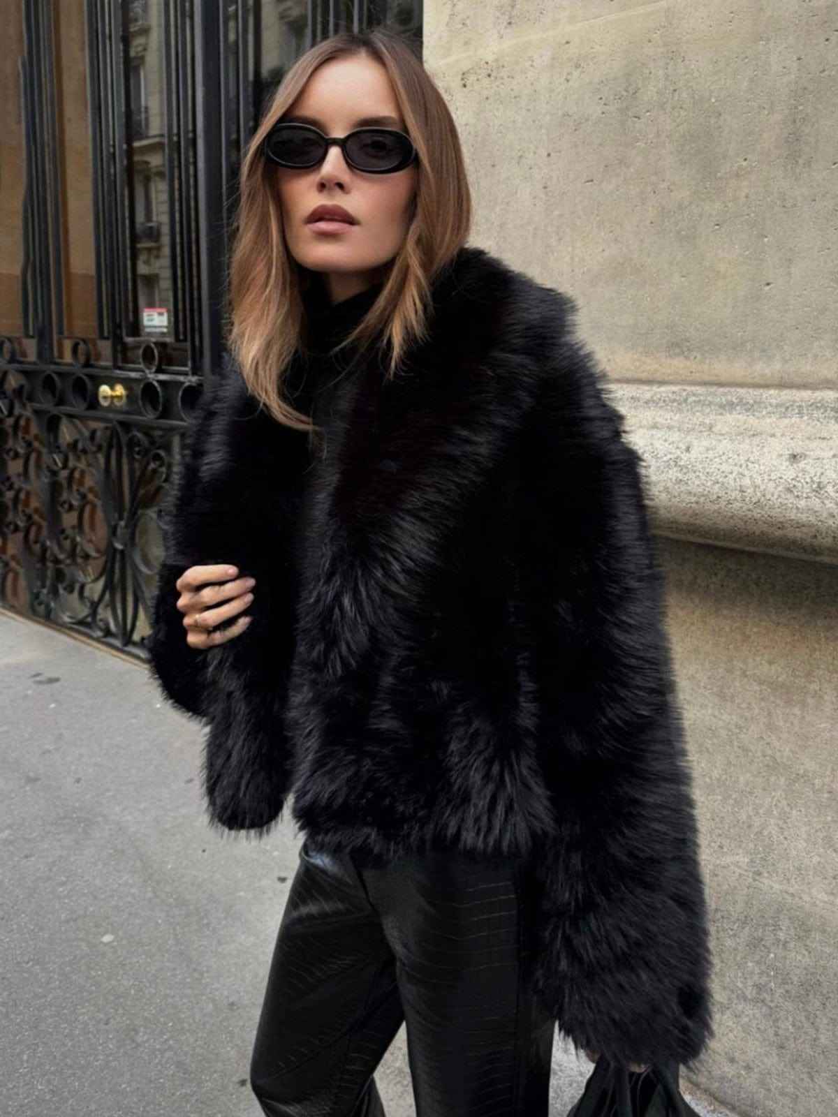 Women's Black Faux Fur Coat