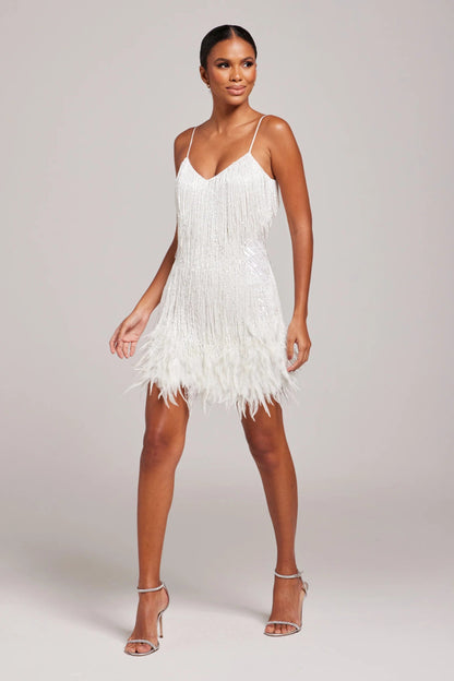 Brielle | Mini Dress with Feather Accents