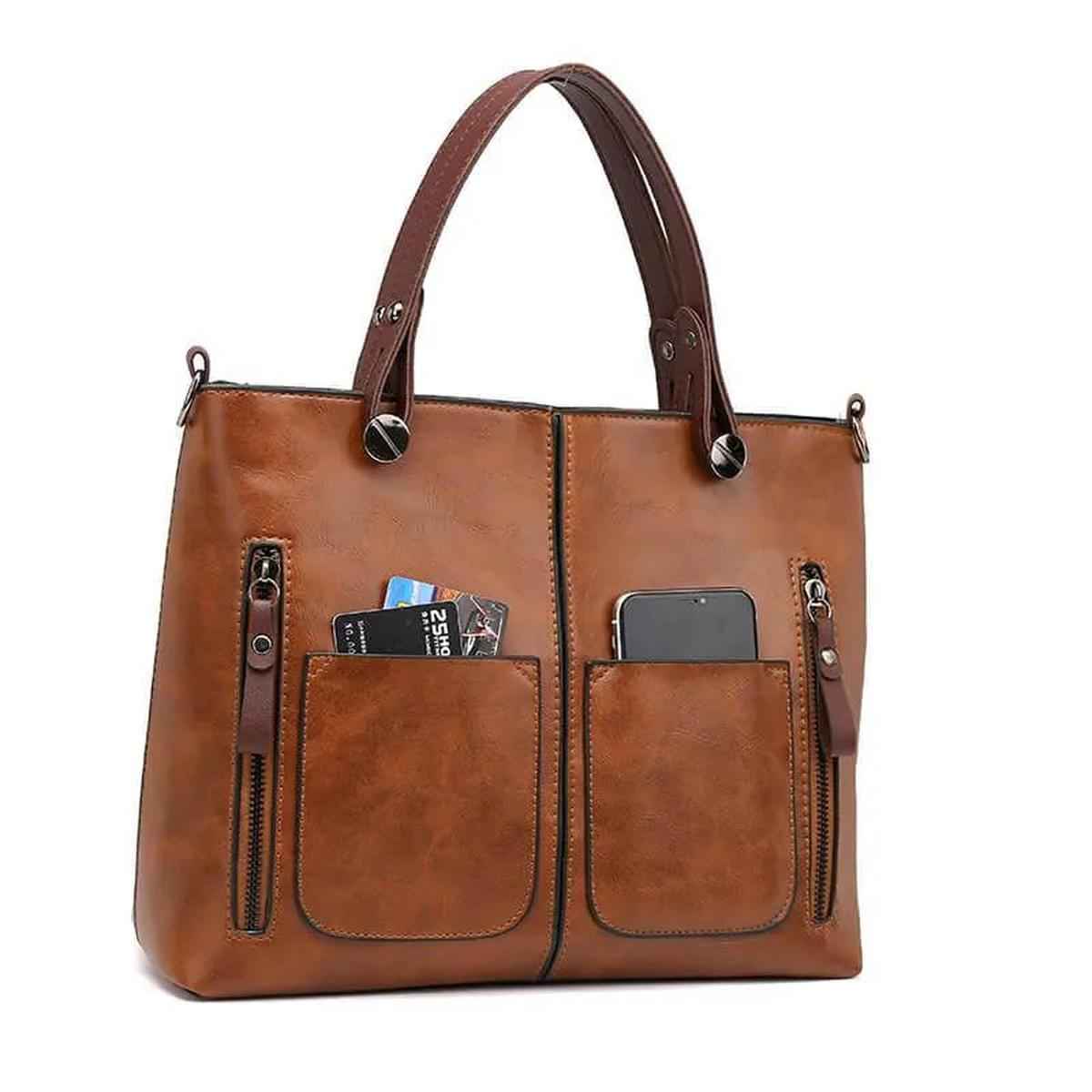 Leather Handbag for Women With Adjustable Strap And Multiple Pockets