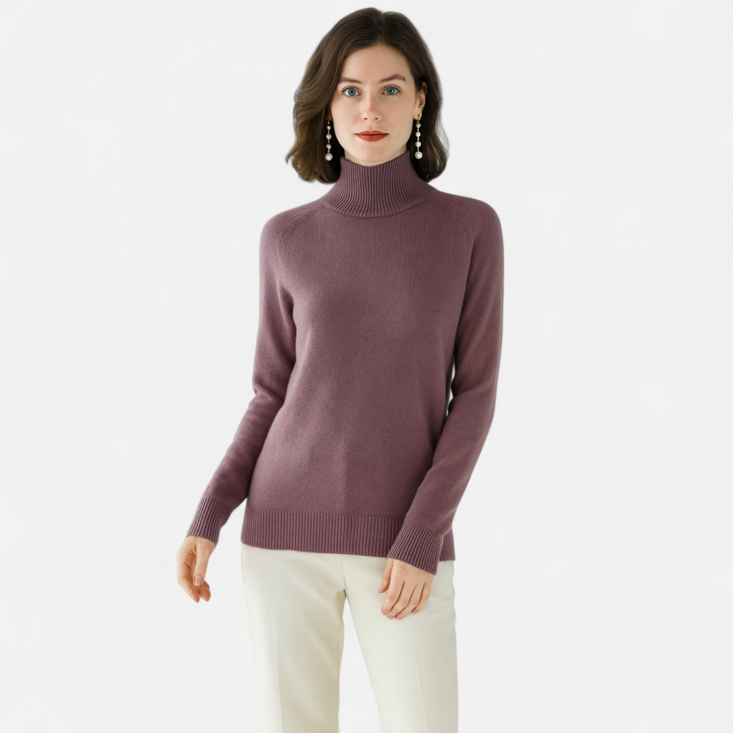 Women's Merino Wool & Cashmere Mock-Neck Sweater - Navenport