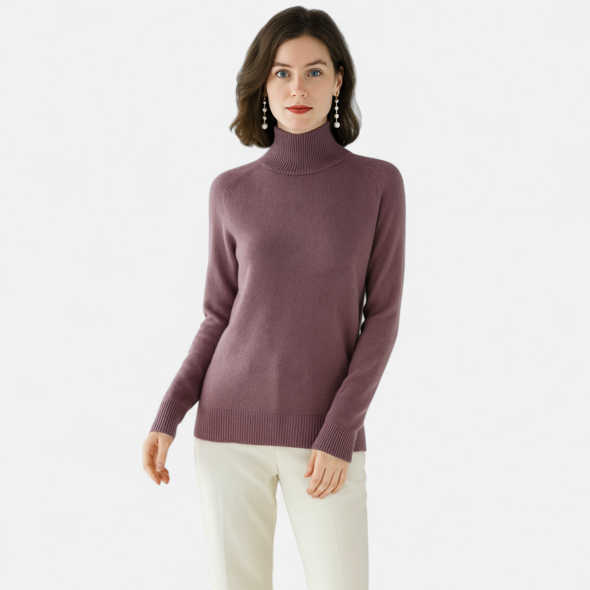 Women's Merino Wool & Cashmere Mock-Neck Sweater - Navenport