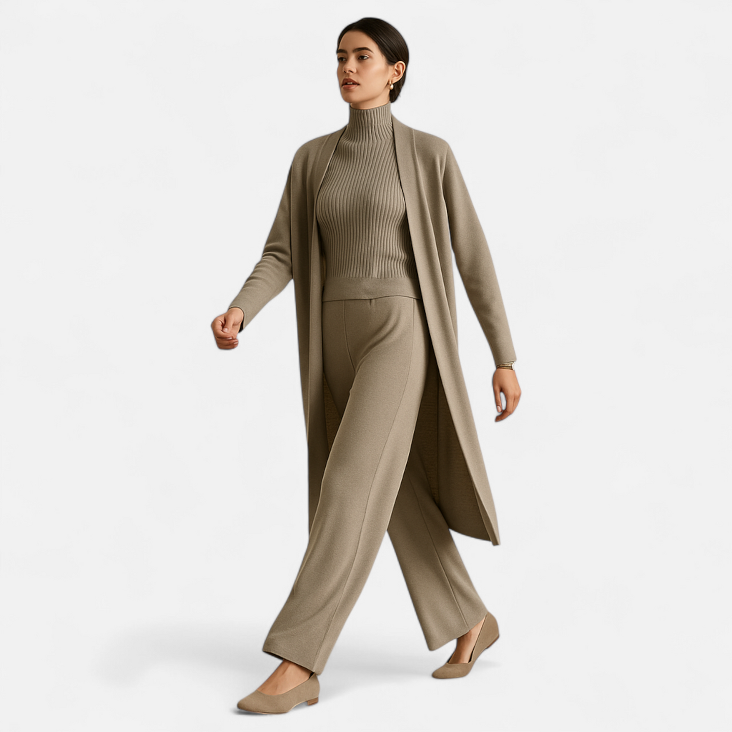 Women’s Knitted 3-Piece Cardigan Loungewear Set