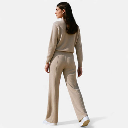 Women's Wide-Leg Knit Trousers in Pure Wool