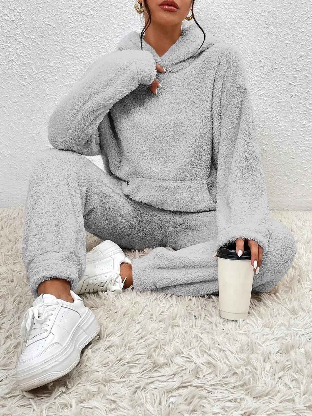 Snuggly Teddy Hoodie and Pants Loungewear Set