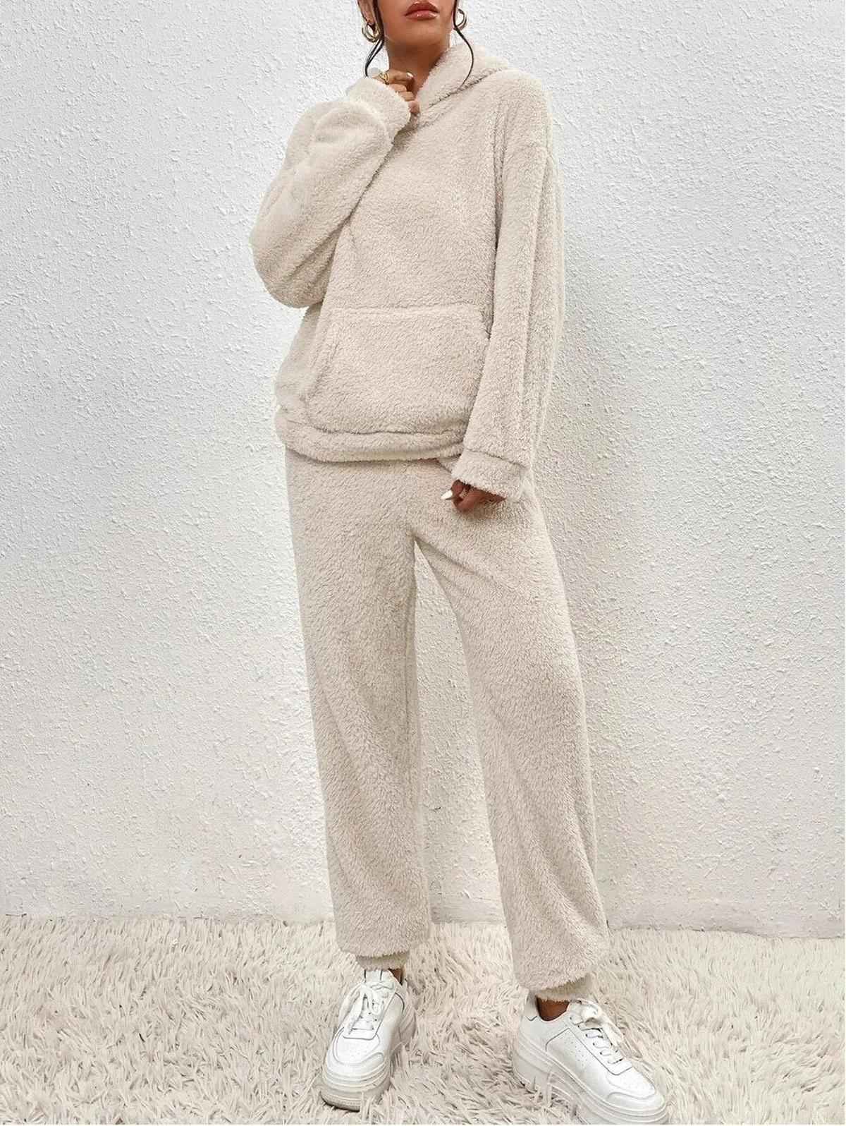 Snuggly Teddy Hoodie and Pants Loungewear Set