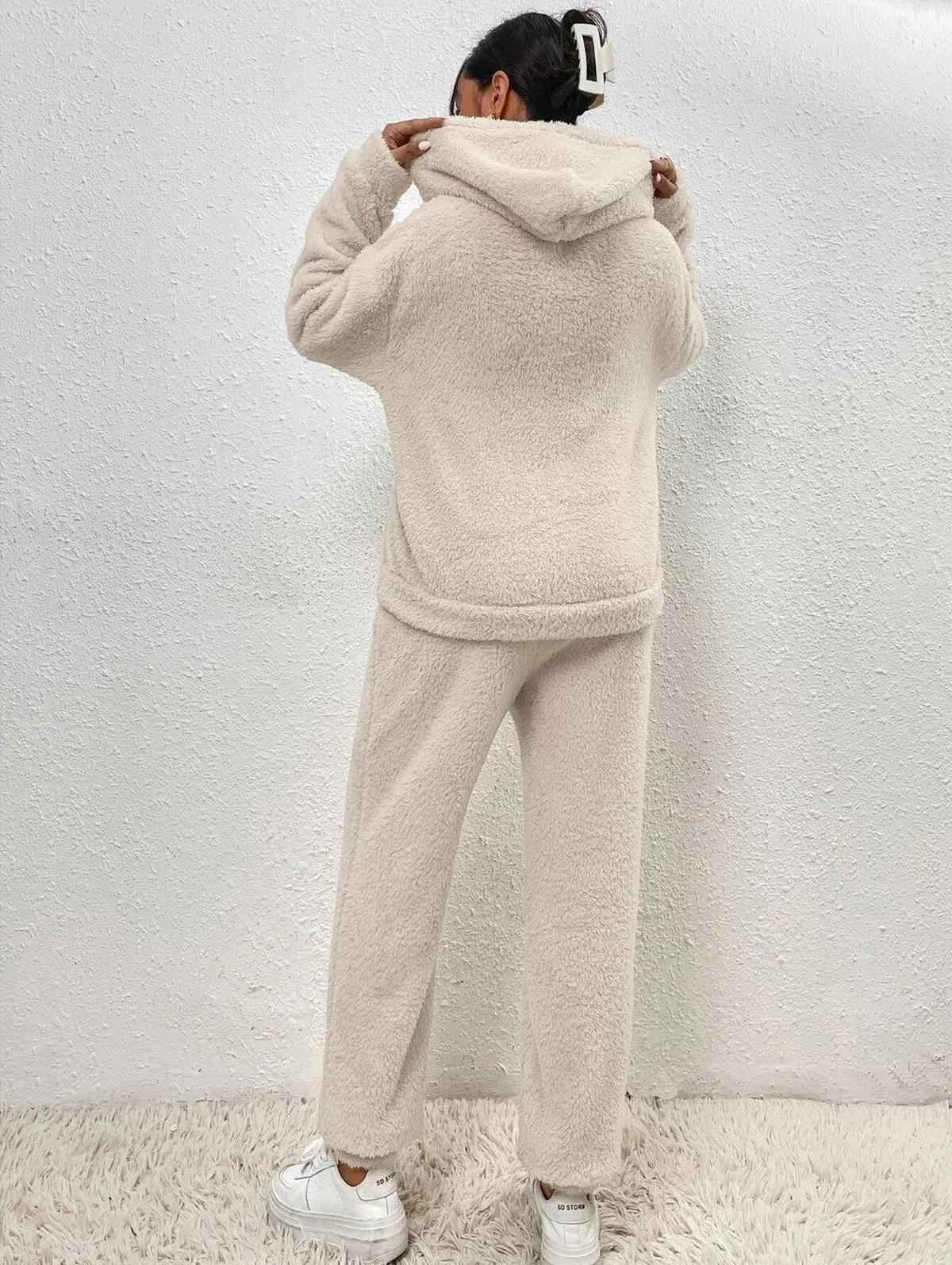Snuggly Teddy Hoodie and Pants Loungewear Set