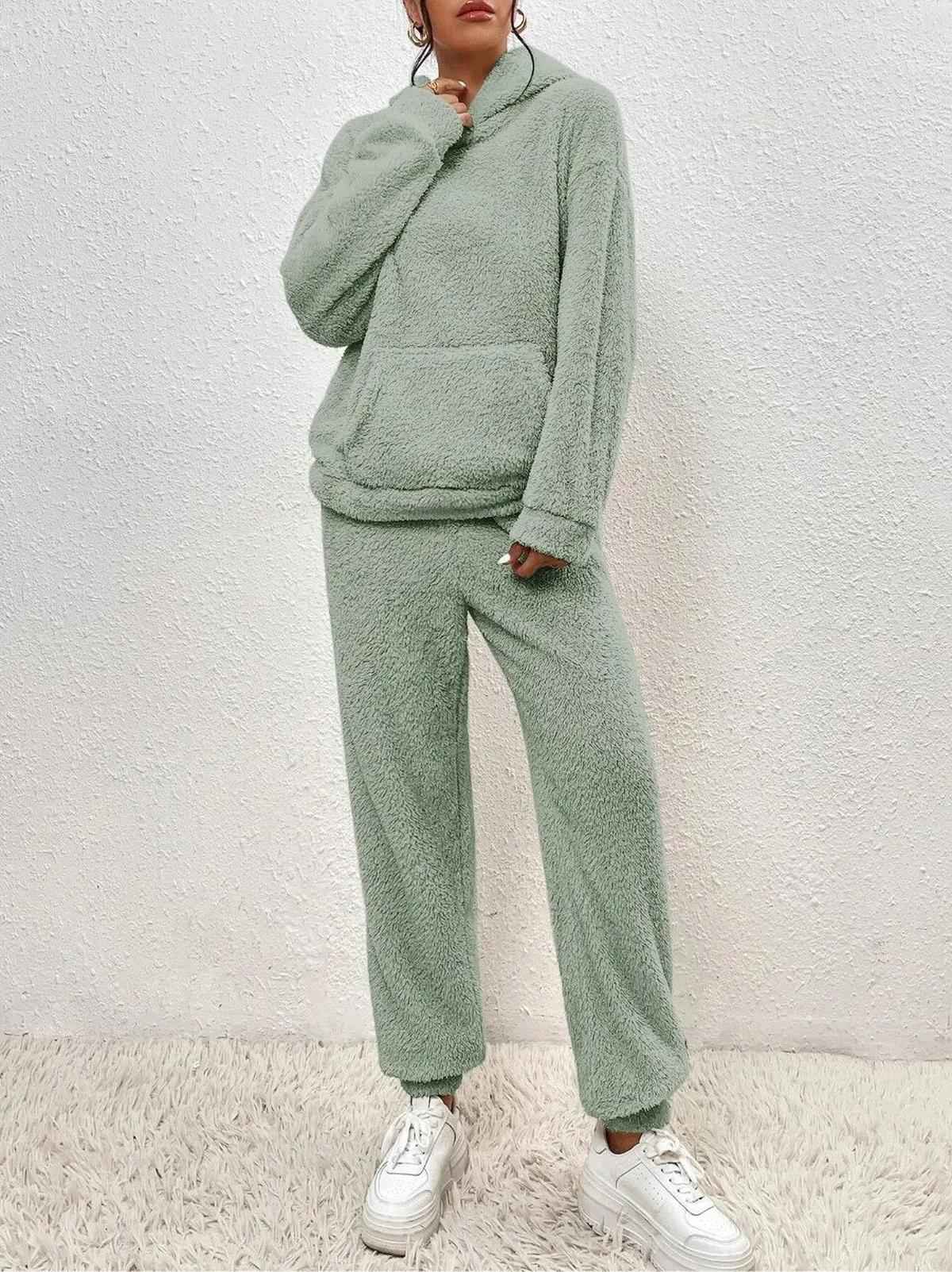 Snuggly Teddy Hoodie and Pants Loungewear Set
