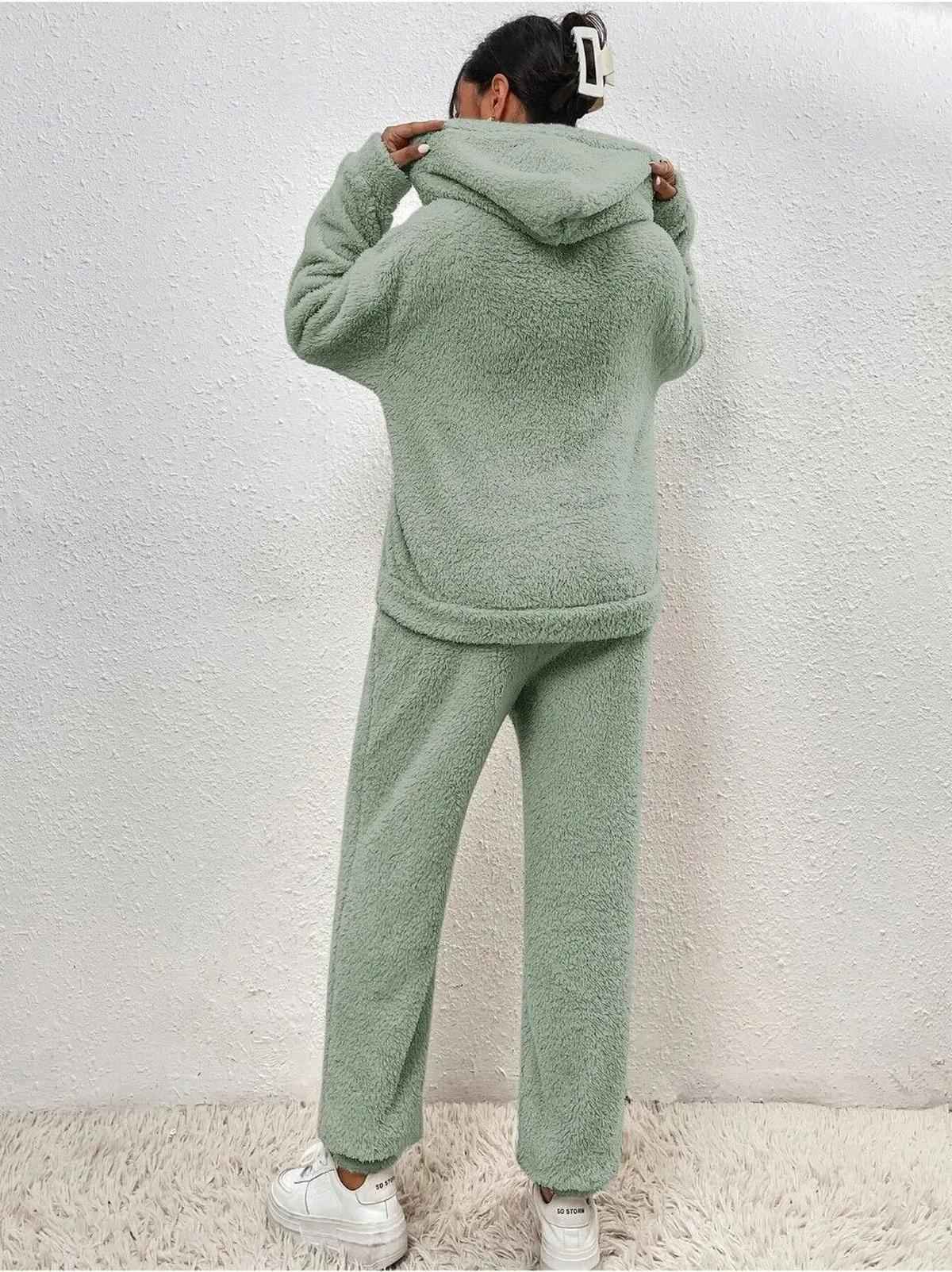 Snuggly Teddy Hoodie and Pants Loungewear Set