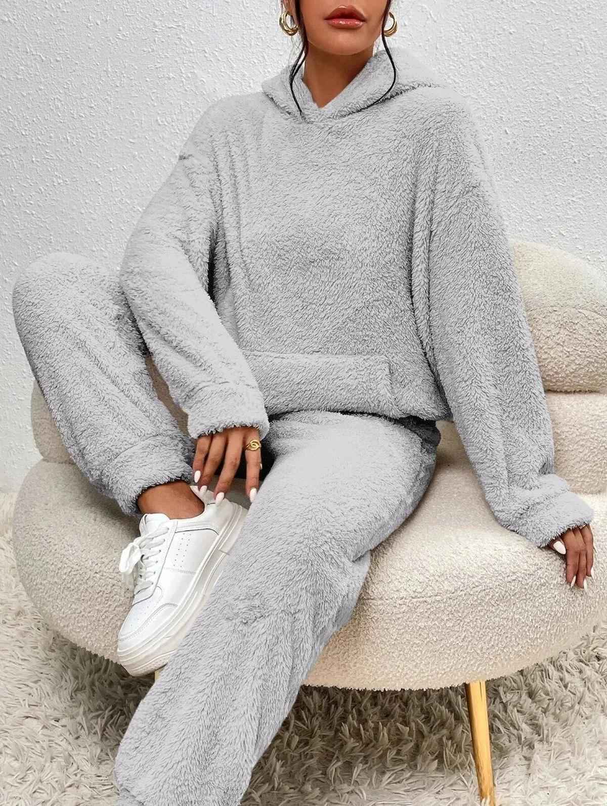 Snuggly Teddy Hoodie and Pants Loungewear Set