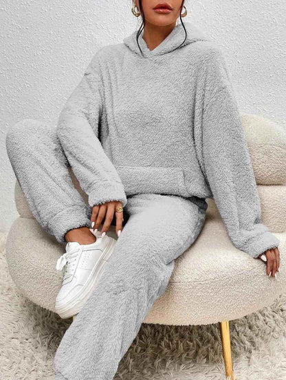 Snuggly Teddy Hoodie and Pants Loungewear Set