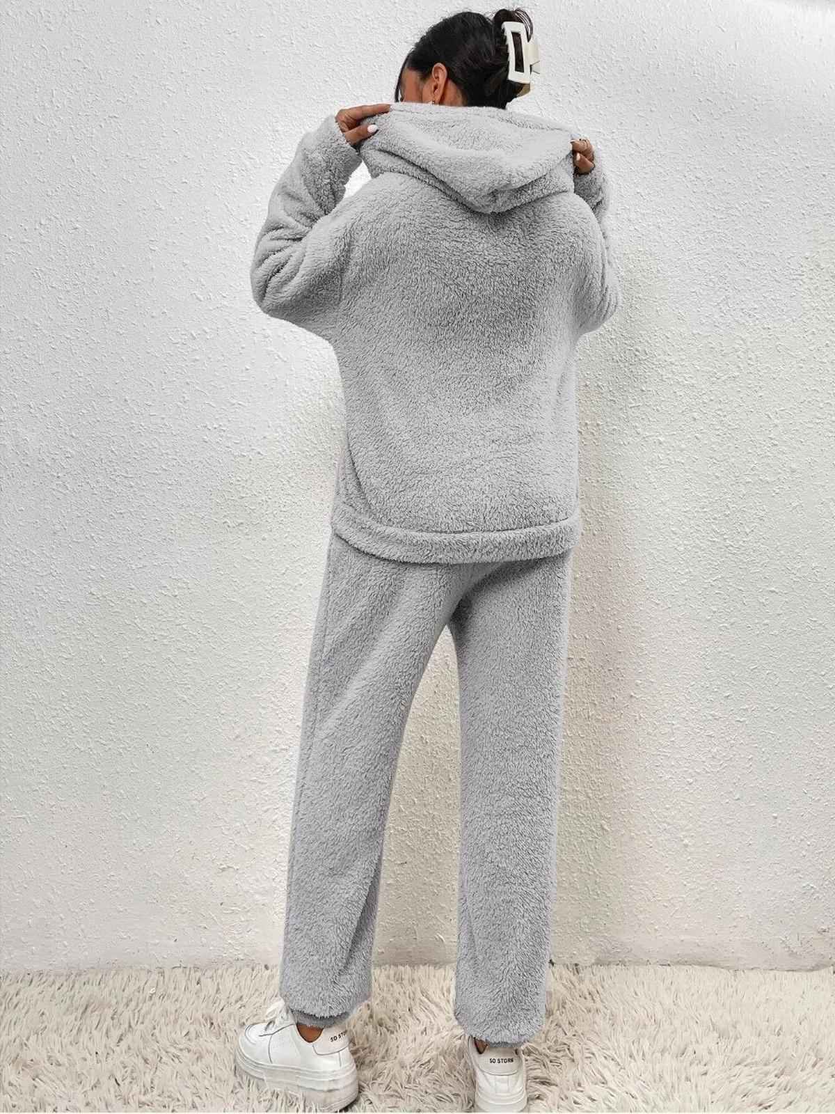 Snuggly Teddy Hoodie and Pants Loungewear Set