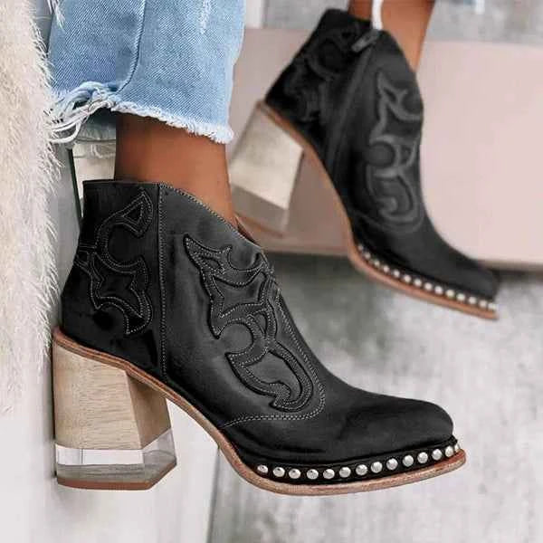Melania™ Embroidered Leather Boots