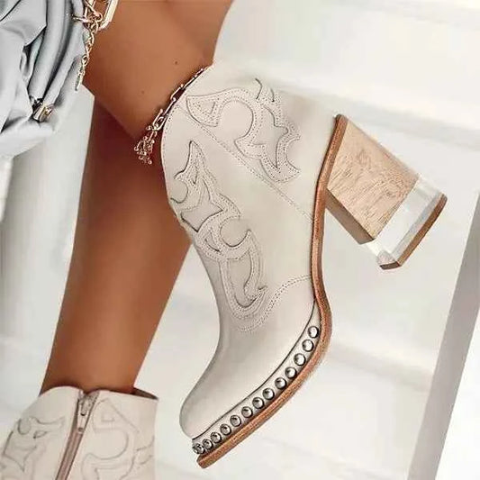 Melania™ Embroidered Leather Boots