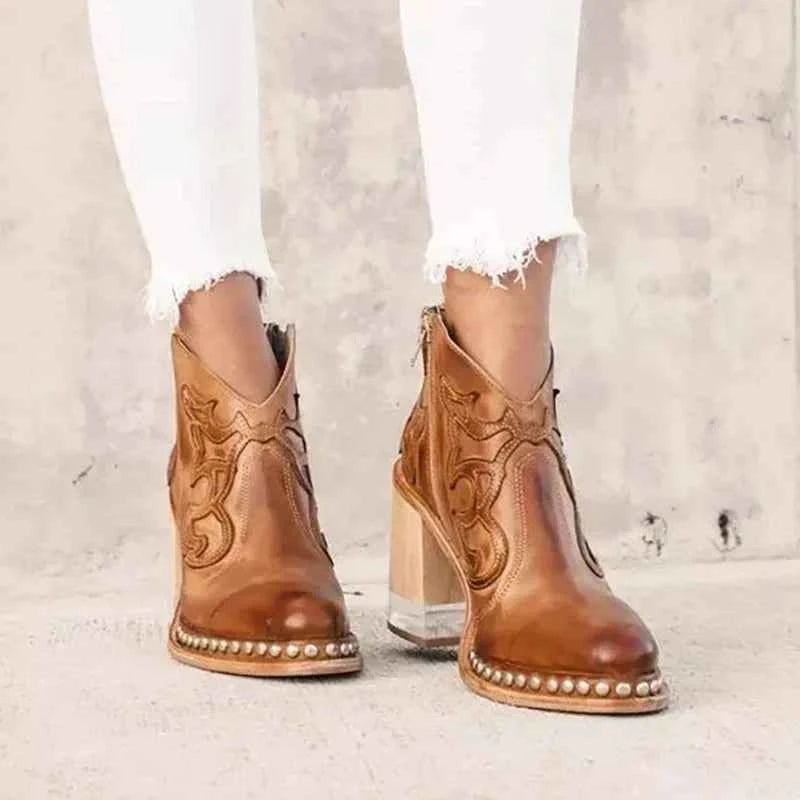 Melania™ Embroidered Leather Boots