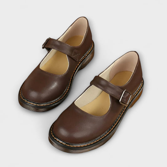 Elegant Women's Mary Jane Flats with Adjustable Buckle Strap for Comfort 0