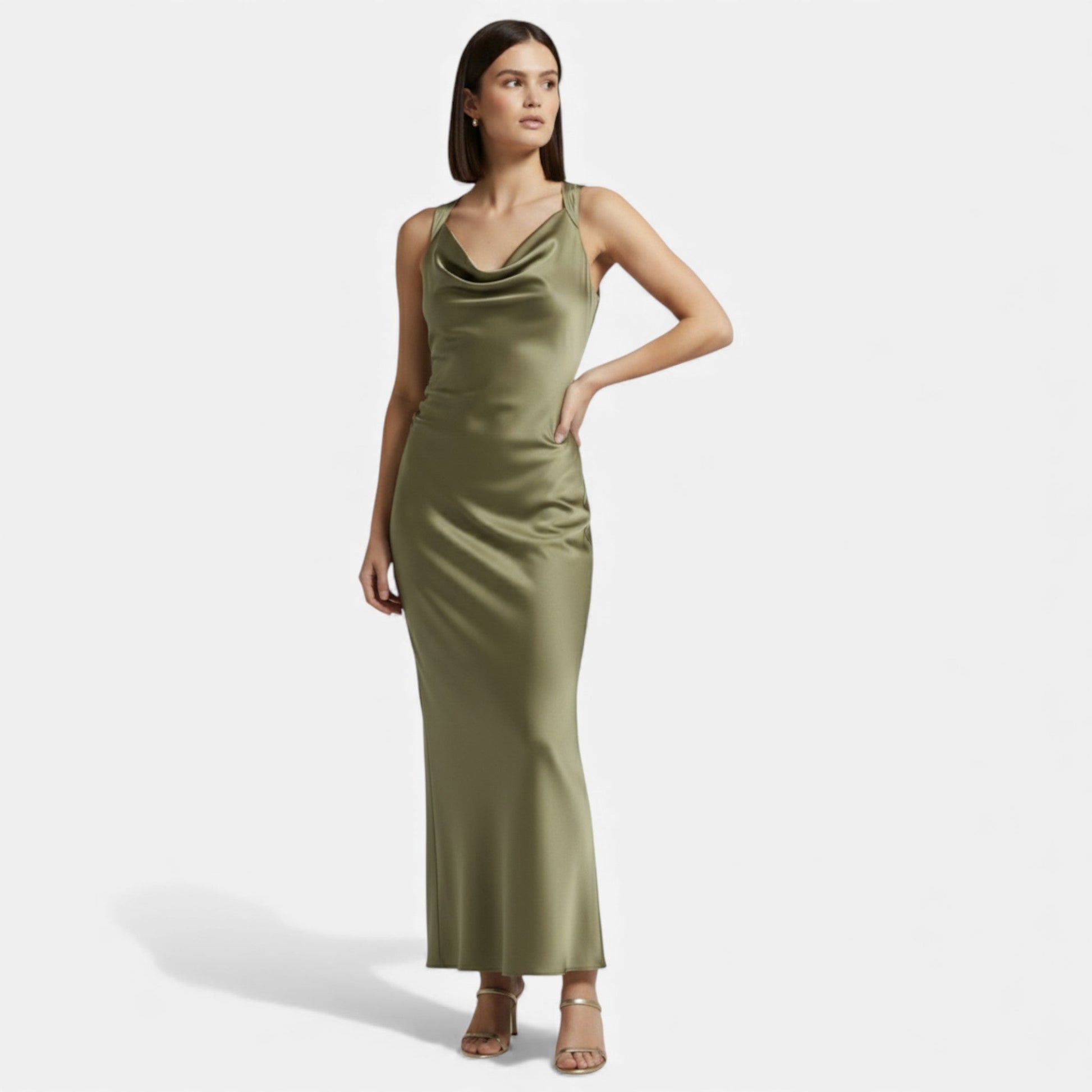 Women’s Satin Slip Midi Dress - Navenport