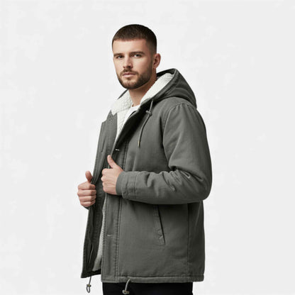 Men’s Lamb Fleece Hooded Winter Coat