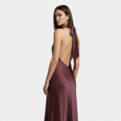 Women’s Backless Satin Long Dress