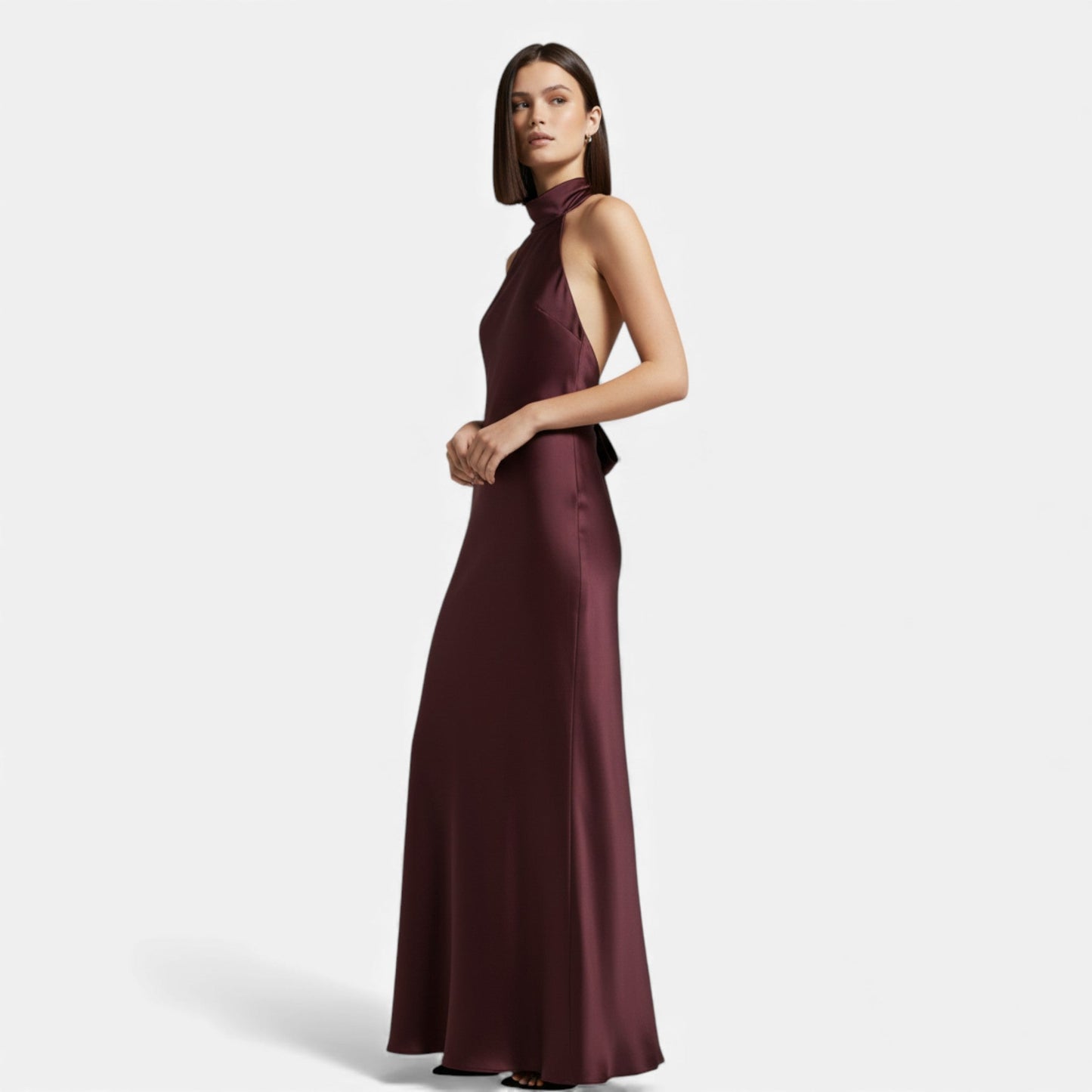 Women’s Backless Satin Long Dress - Navenport