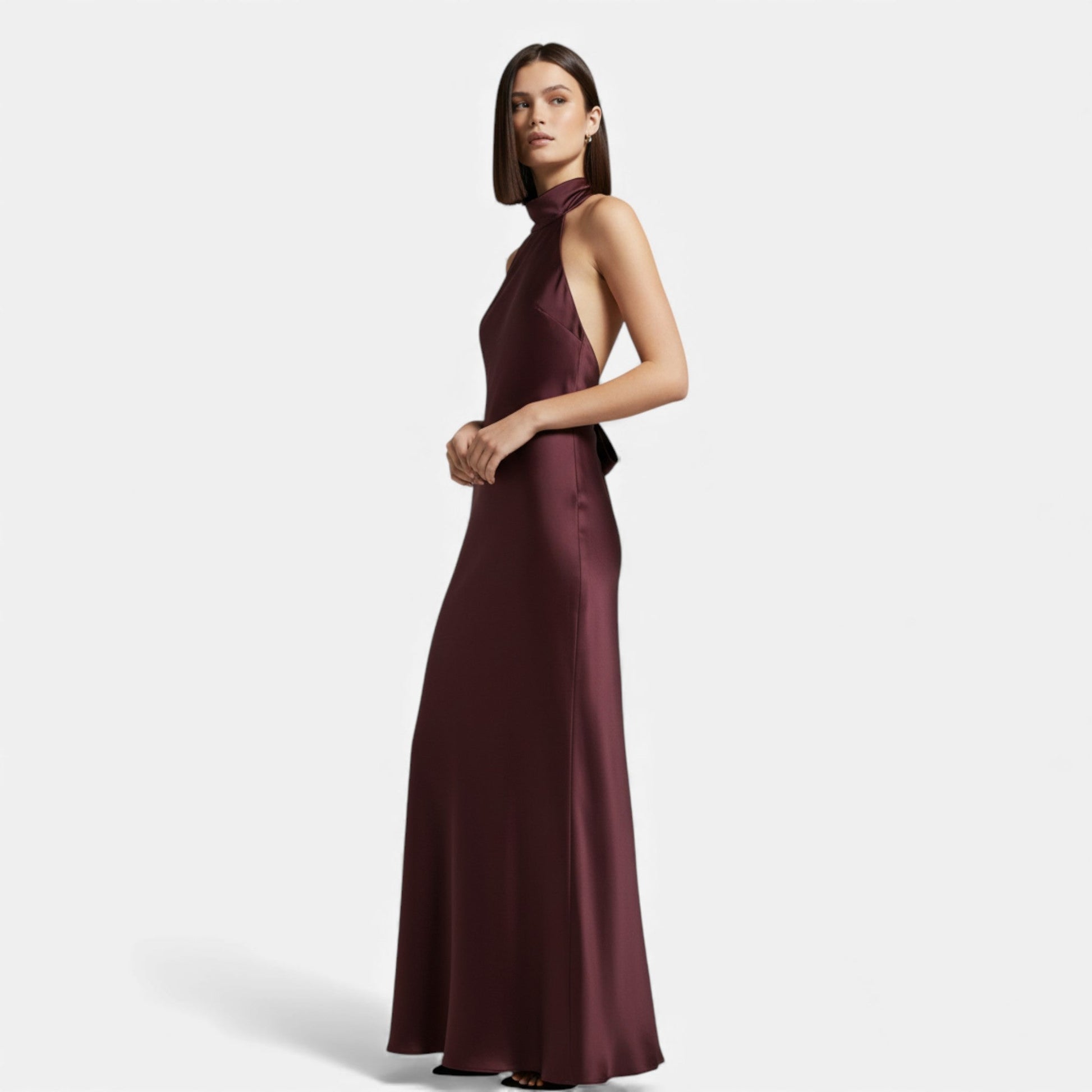 Women’s Backless Satin Long Dress - Navenport