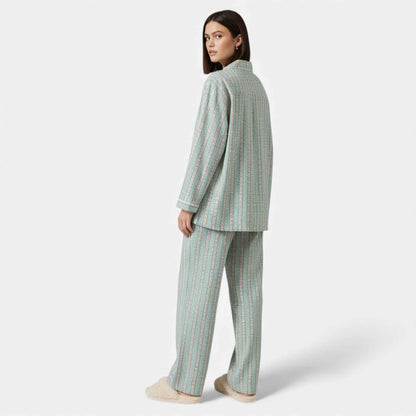 Women's Pure Cotton Pajama Set with Cardigan Design