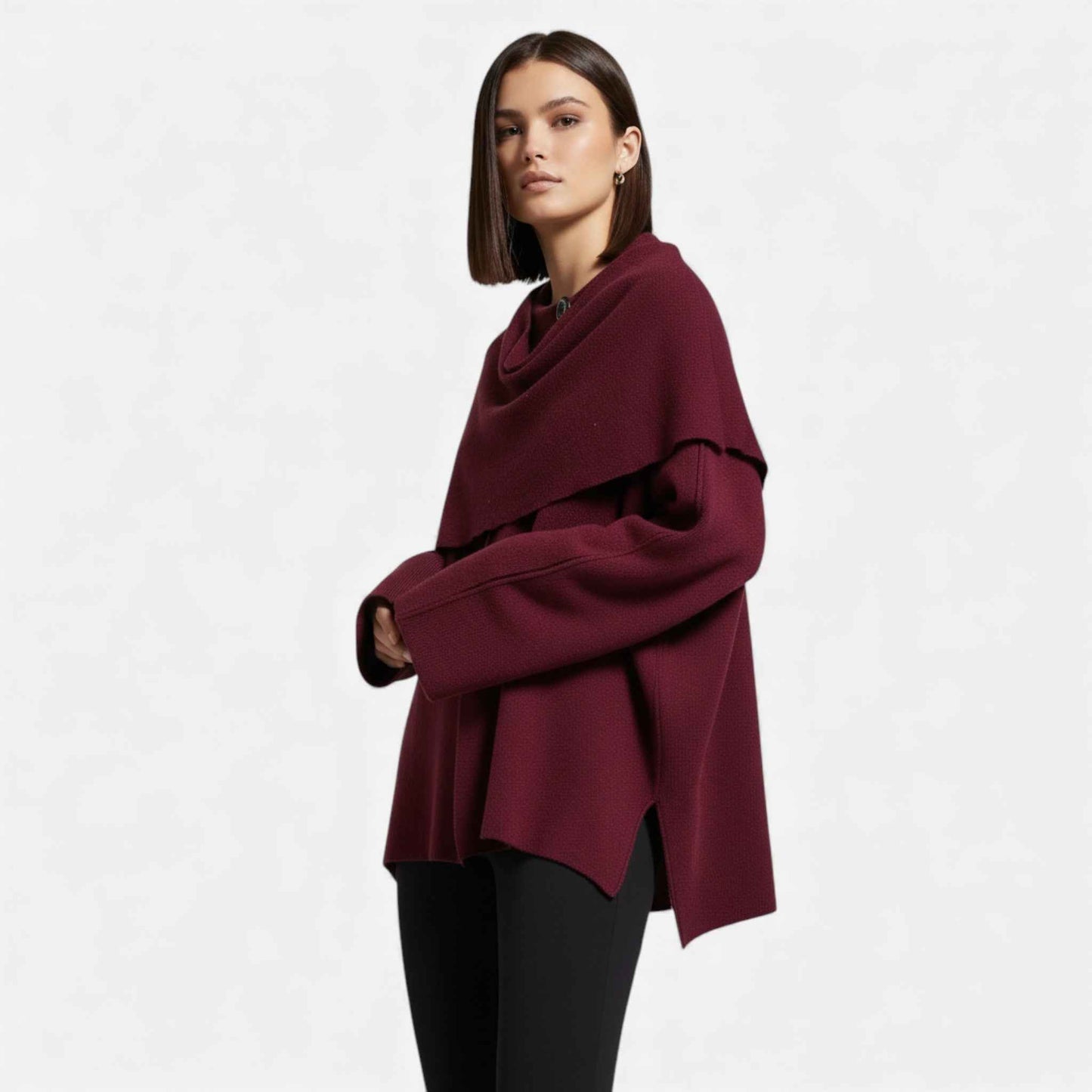 Chic Wool-Blend Poncho Cardigan for Women