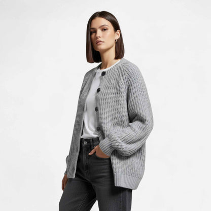 Women’s Round Neck Knit Cardigan – Effortless Winter Grace