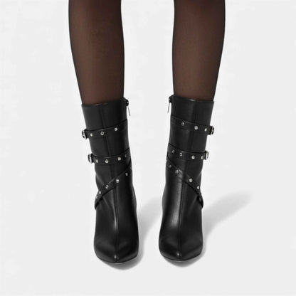 Chic Leather Pointed Toe Ankle Boots for Women – Ideal for Winter Wear