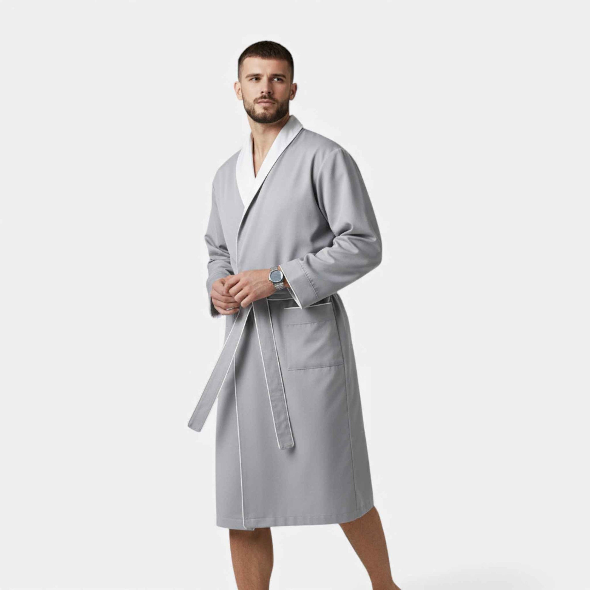 Unisex Double-Layer Cotton Bathrobe