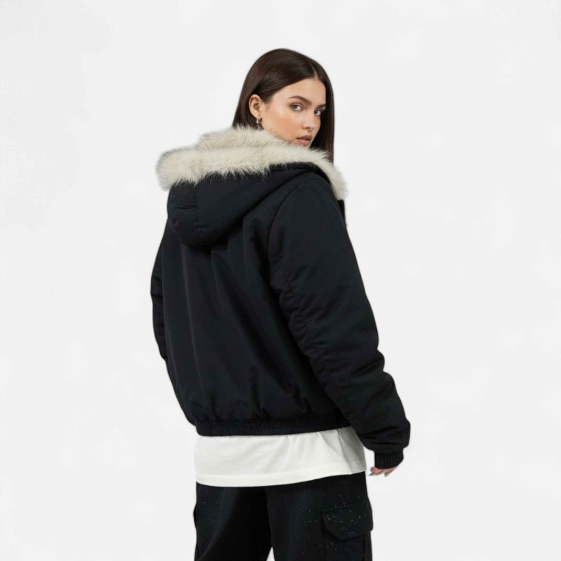 Women’s Winter Hooded Coat – Fur Collar Vintage Style