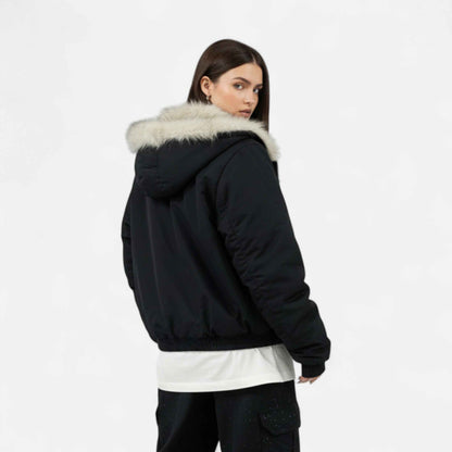 Women’s Winter Hooded Coat – Fur Collar Vintage Style