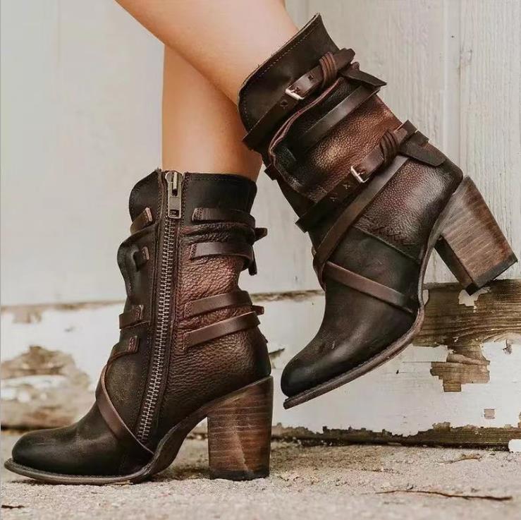 Women's Vintage Leather Ankle Boots