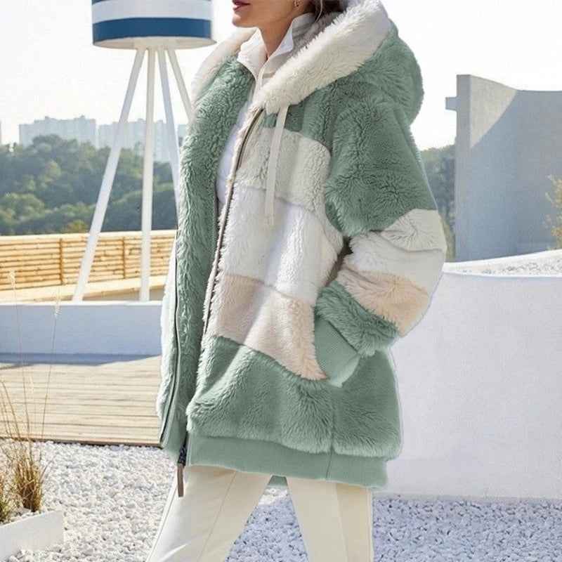 Women's Casual Oversize Winter Coat with Fleece Faux Fur | Ideal for Autumn/Winter