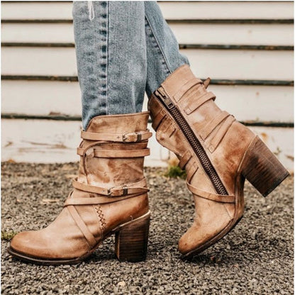 Women's Vintage Leather Ankle Boots