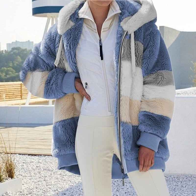 Women's Casual Oversize Winter Coat with Fleece Faux Fur | Ideal for Autumn/Winter