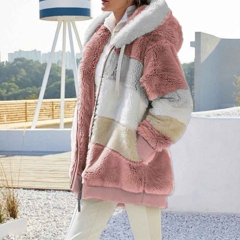 Women's Casual Oversize Winter Coat with Fleece Faux Fur | Ideal for Autumn/Winter