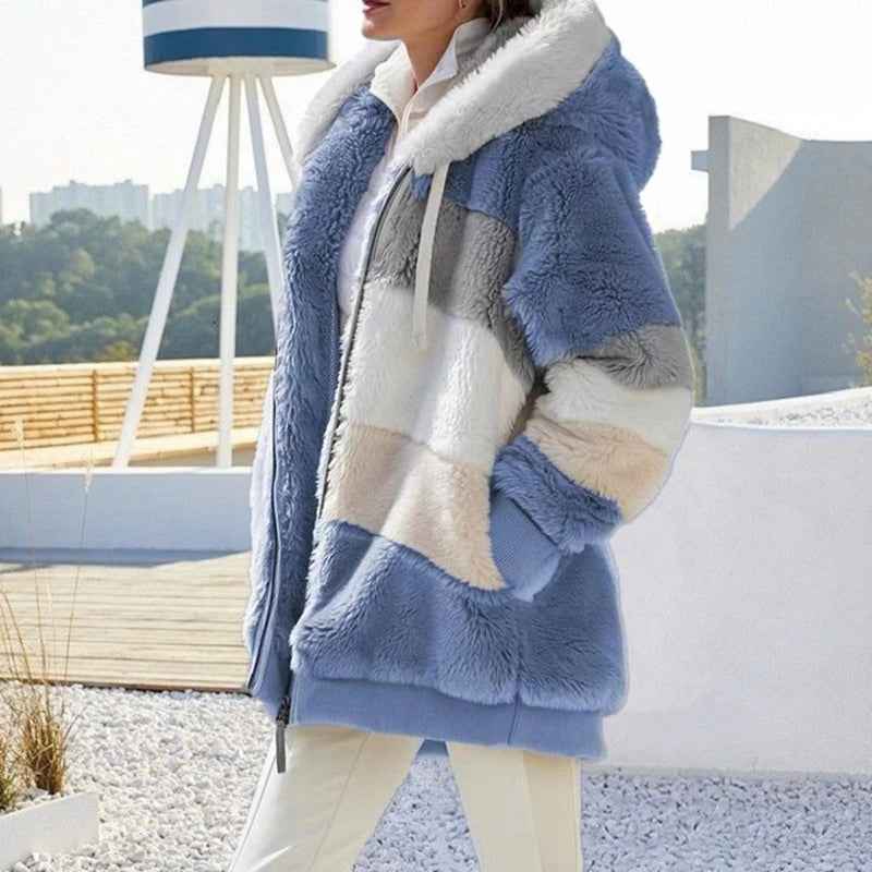 Women's Casual Oversize Winter Coat with Fleece Faux Fur | Ideal for Autumn/Winter