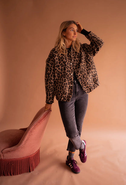 Leona™ Luxe Leopard Print Bomber Jacket