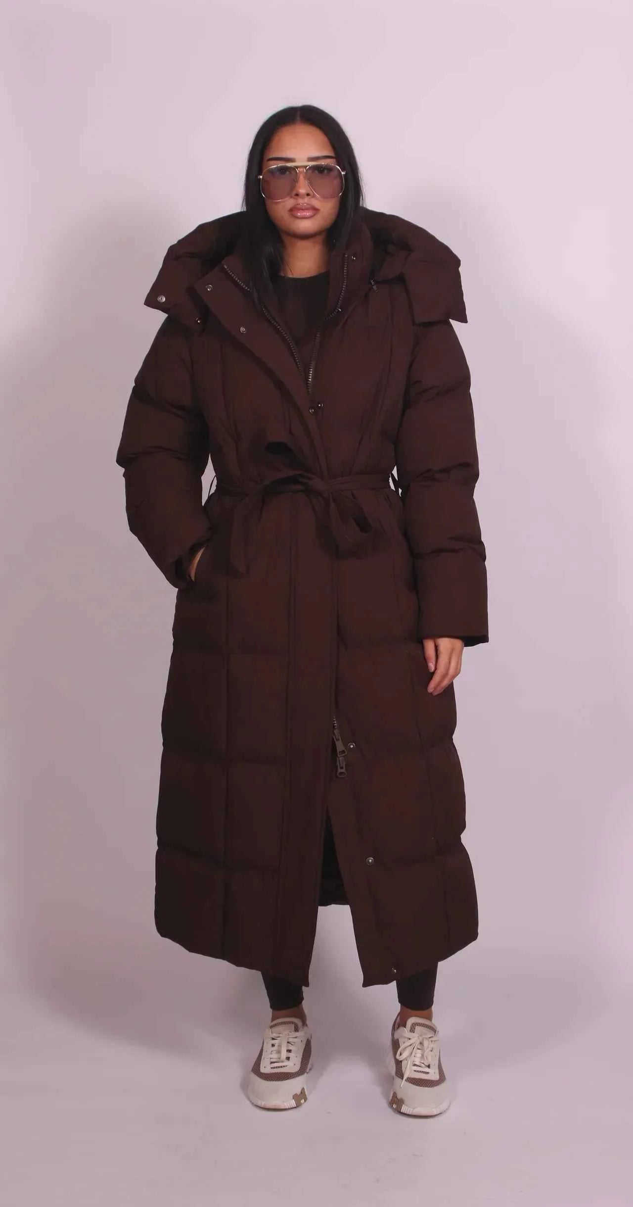 Women's Long Belted Puffer Coat