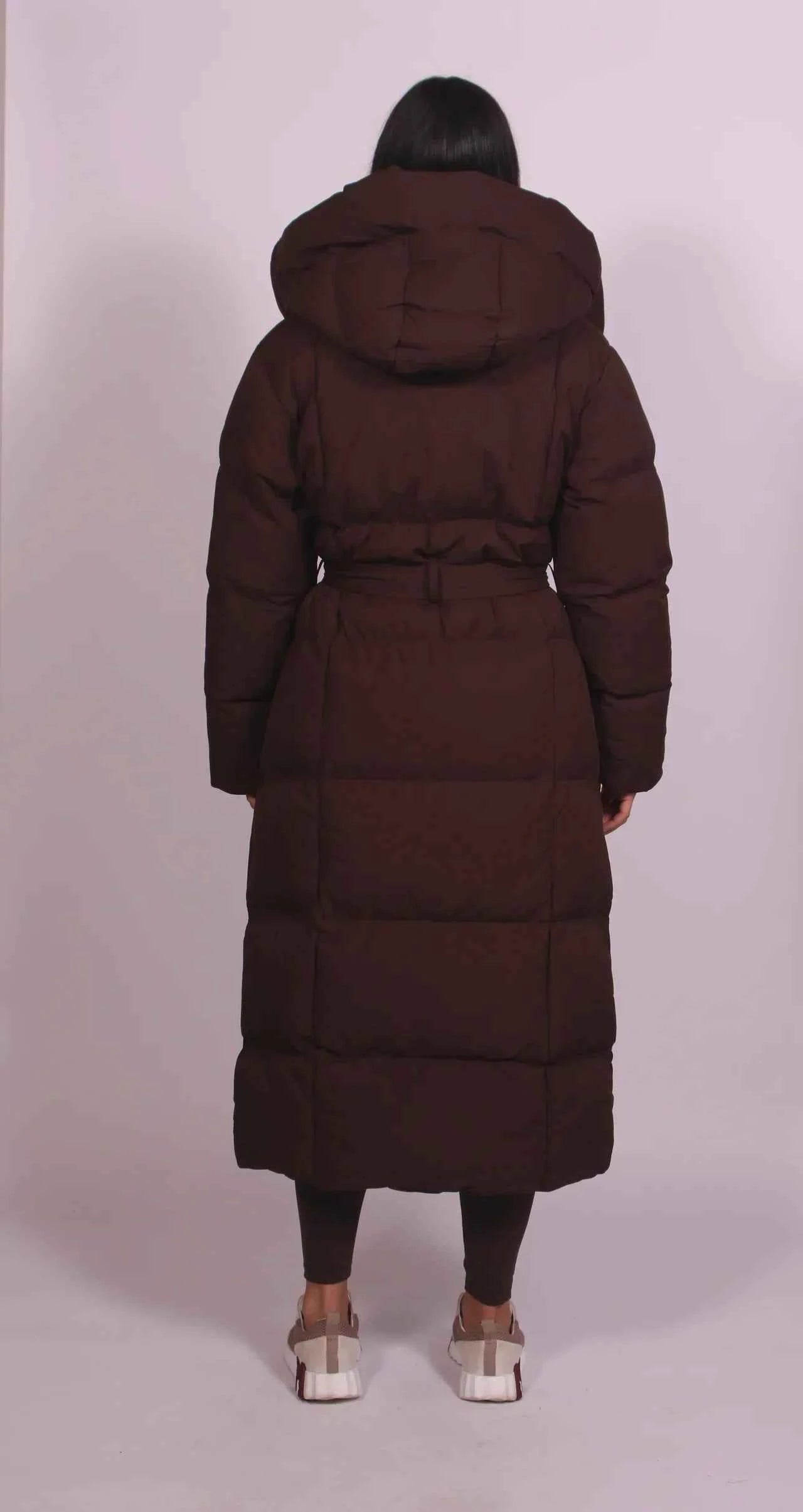 Women's Long Belted Puffer Coat