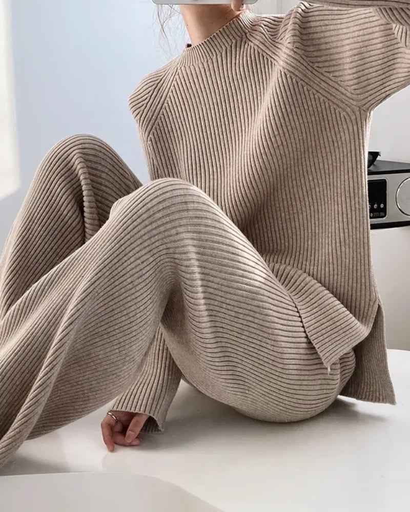Ultra-Soft Ribbed Knit Loungewear Set for Women